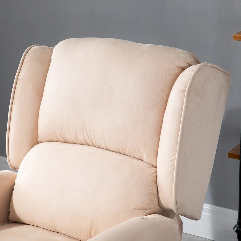 Cream White Heated Massage Recliner Chair with Lumbar Heating & Remote Controller