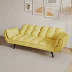 Gelbes Sofa mit Armlehnen und Dekokissen – Bequemes Schlafsofa für kleine Räume, ideal für Wohnungen
