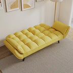 Gelbes Sofa mit Armlehnen und Dekokissen – Bequemes Schlafsofa für kleine Räume, ideal für Wohnungen