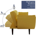 Gelbes Sofa mit Armlehnen und Dekokissen – Bequemes Schlafsofa für kleine Räume, ideal für Wohnungen