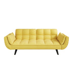 Gelbes Sofa mit Armlehnen und Dekokissen – Bequemes Schlafsofa für kleine Räume, ideal für Wohnungen