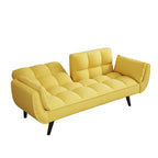 Gelbes Sofa mit Armlehnen und Dekokissen – Bequemes Schlafsofa für kleine Räume, ideal für Wohnungen