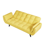 Gelbes Sofa mit Armlehnen und Dekokissen – Bequemes Schlafsofa für kleine Räume, ideal für Wohnungen
