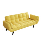 Gelbes Sofa mit Armlehnen und Dekokissen – Bequemes Schlafsofa für kleine Räume, ideal für Wohnungen