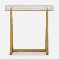 Thick Crystal Top End Accent Table - 24 - Antique Gold