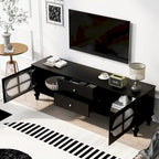 Moderner, minimalistischer TV-Ständer mit 2 Staufächern, 2 Schubladen und Kabelmanagement für Wohnzimmer und Schlafzimmer