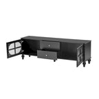 Moderner, minimalistischer TV-Ständer mit 2 Staufächern, 2 Schubladen und Kabelmanagement für Wohnzimmer und Schlafzimmer