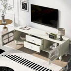 Moderner, minimalistischer TV-Ständer mit 2 Staufächern, 2 Schubladen und Kabelmanagement für Wohnzimmer und Schlafzimmer