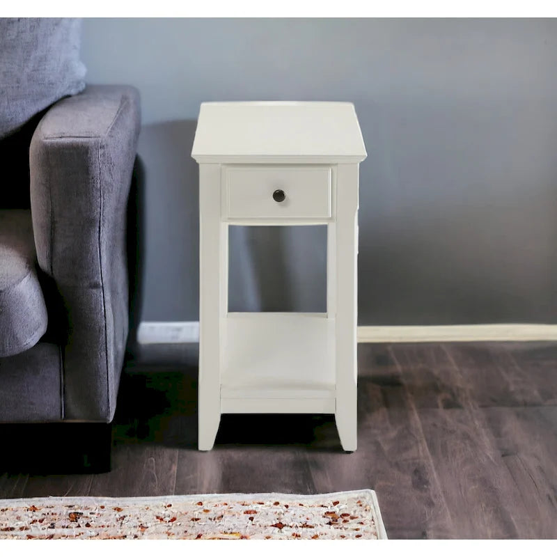 Space Saving Rectangular 23 Wooden Side End Table with Two Storage Shelve and One Drawer for Living Room - 13L X 22W x 23H