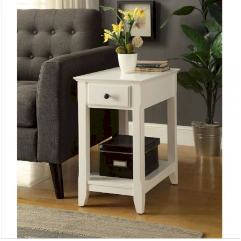 Space Saving Rectangular 23 Wooden Side End Table with Two Storage Shelve and One Drawer for Living Room - 13L X 22W x 23H
