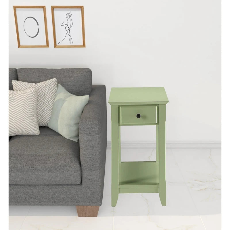 Space Saving Rectangular 23 Wooden Side End Table with Two Storage Shelve and One Drawer for Living Room - 13L X 22W x 23H