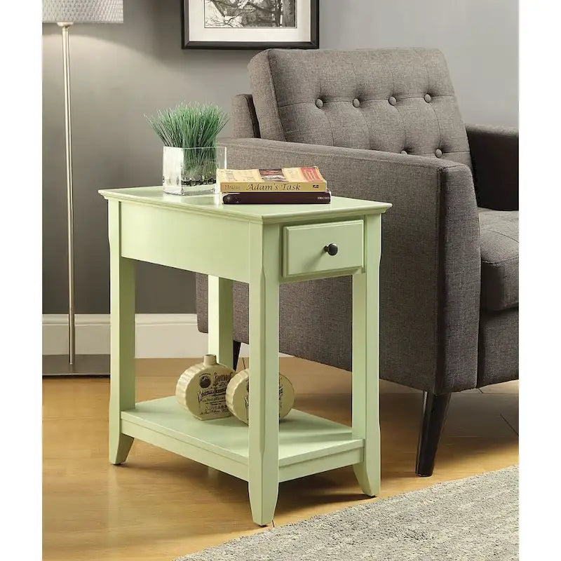 Space Saving Rectangular 23 Wooden Side End Table with Two Storage Shelve and One Drawer for Living Room - 13L X 22W x 23H
