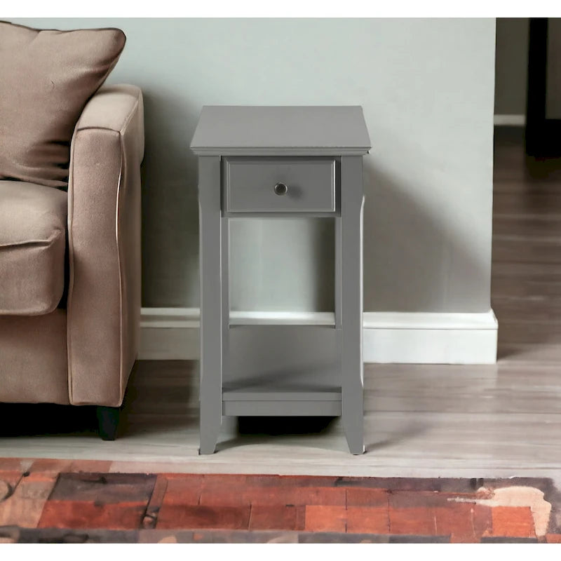 Space Saving Rectangular 23 Wooden Side End Table with Two Storage Shelve and One Drawer for Living Room - 13L X 22W x 23H