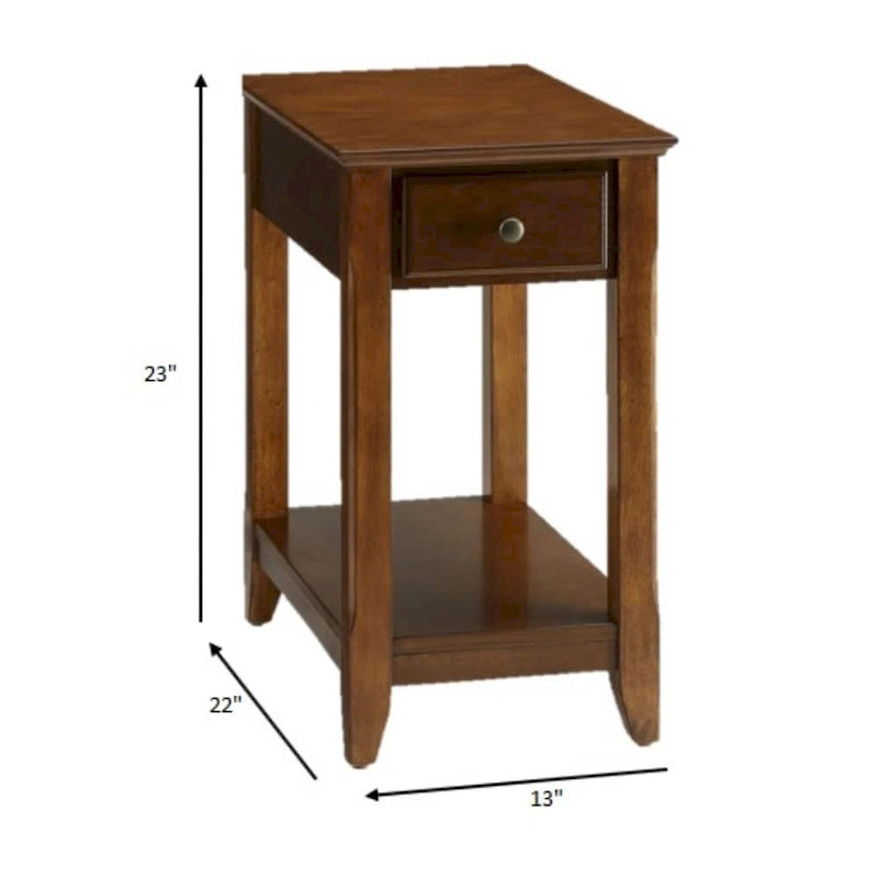 Space Saving Rectangular 23 Wooden Side End Table with Two Storage Shelve and One Drawer for Living Room - 13L X 22W x 23H