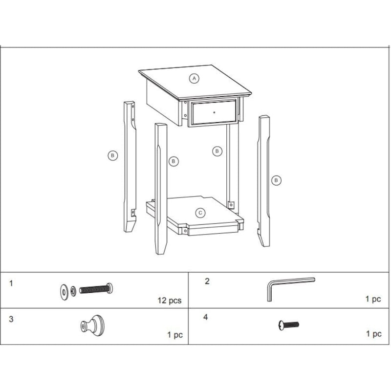 Space Saving Rectangular 23 Wooden Side End Table with Two Storage Shelve and One Drawer for Living Room - 13L X 22W x 23H