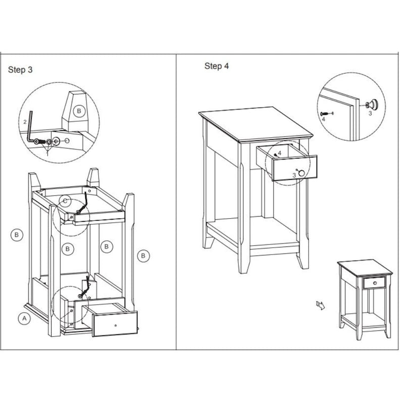Space Saving Rectangular 23 Wooden Side End Table with Two Storage Shelve and One Drawer for Living Room - 13L X 22W x 23H