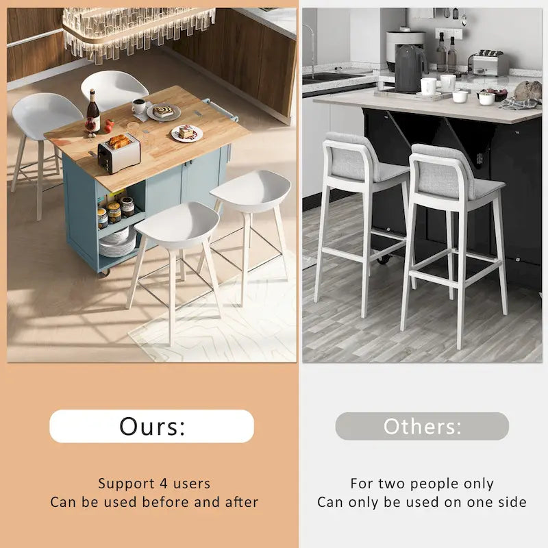Kitchen Island with Foldable Counter Top, Kitchen Storage Cart with Slide-Out Shelf, Towel Rack and Drawer, Rolling Wheels