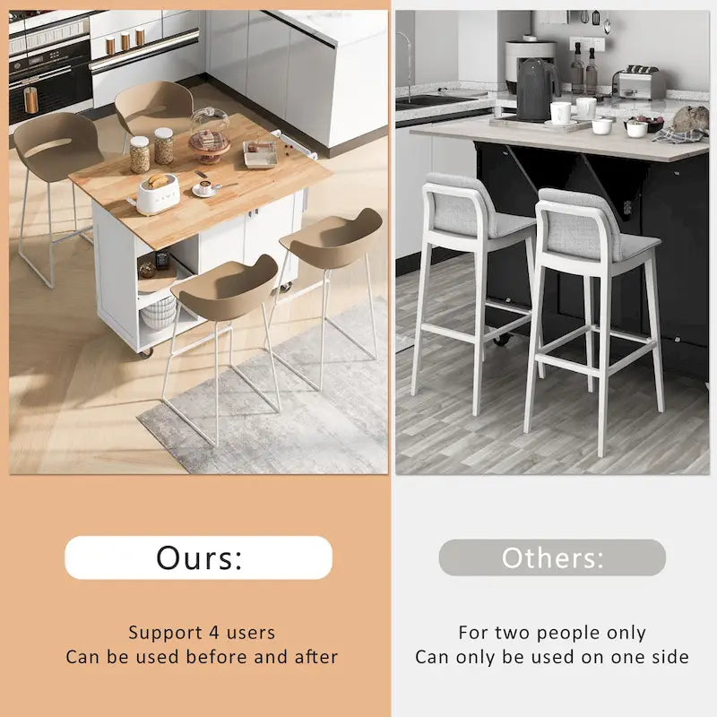 Kitchen Island with Foldable Counter Top, Kitchen Storage Cart with Slide-Out Shelf, Towel Rack and Drawer, Rolling Wheels