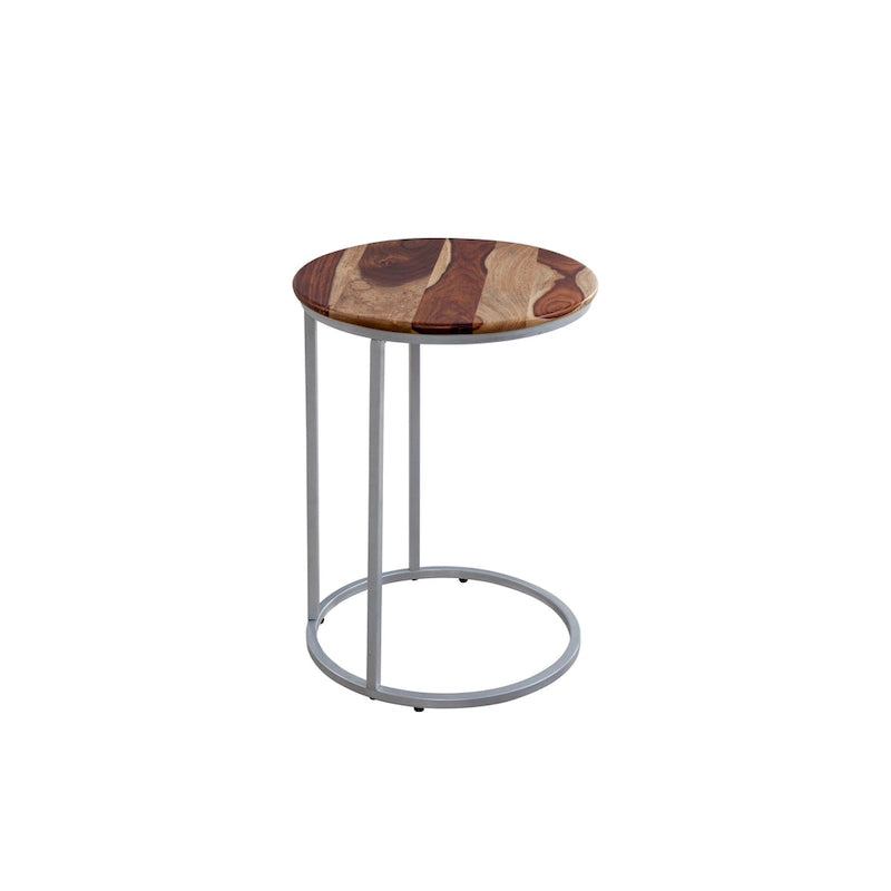 Solid Wood and Metal C-Table