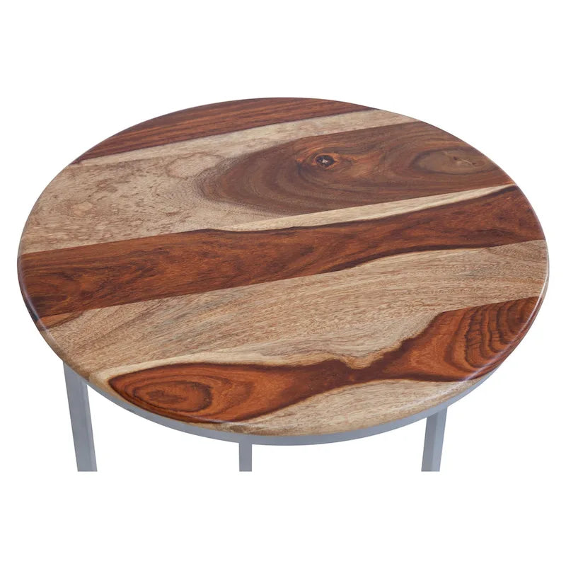 Solid Wood and Metal C-Table