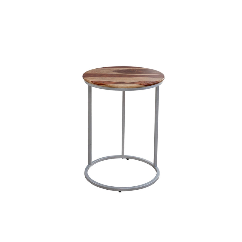 Solid Wood and Metal C-Table