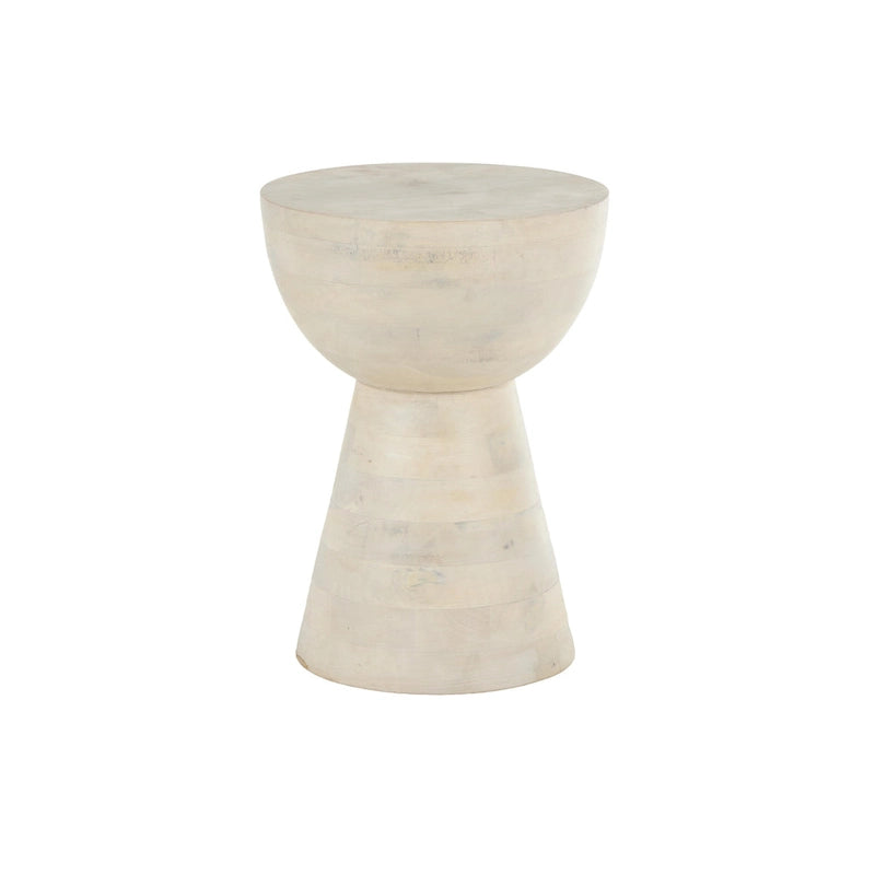 Mango Wood Side End Accent Table- Cream