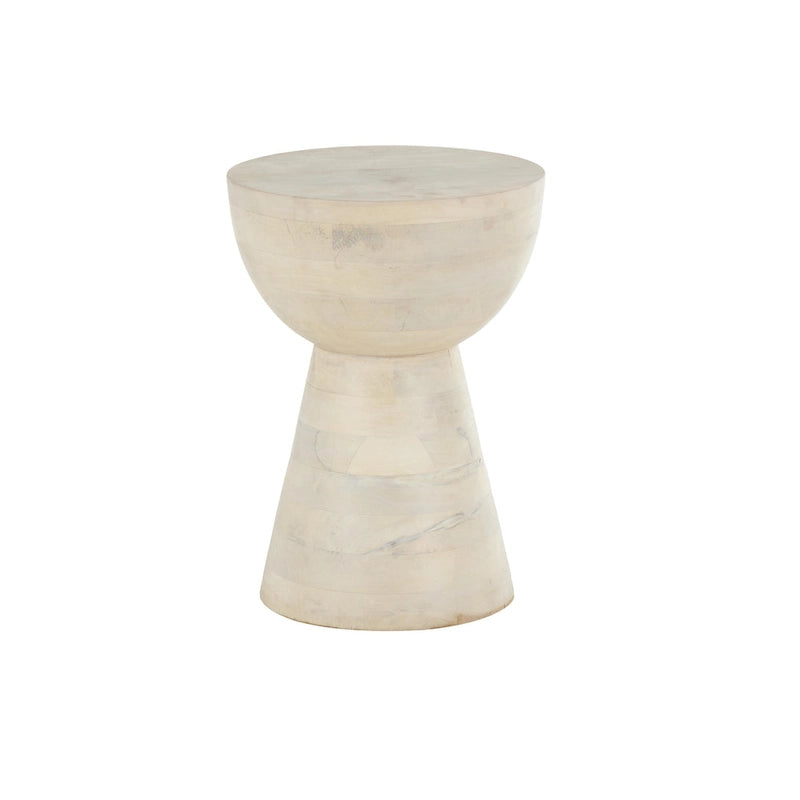 Mango Wood Side End Accent Table- Cream
