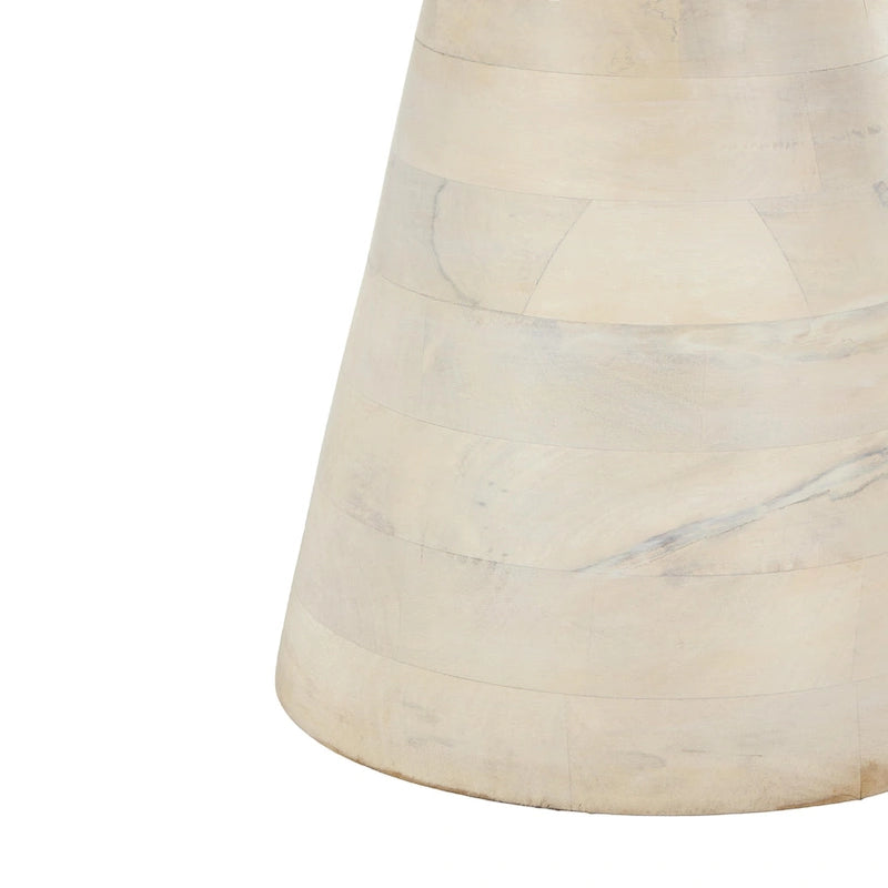 Mango Wood Side End Accent Table- Cream