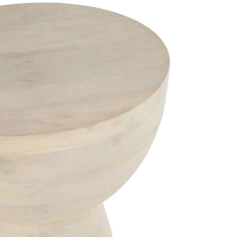 Mango Wood Side End Accent Table- Cream