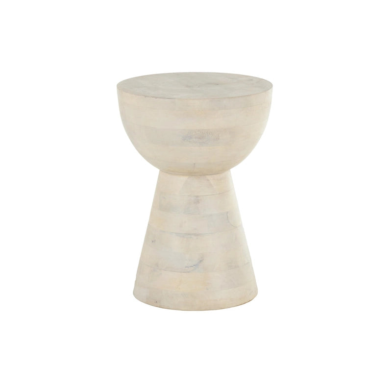 Mango Wood Side End Accent Table- Cream
