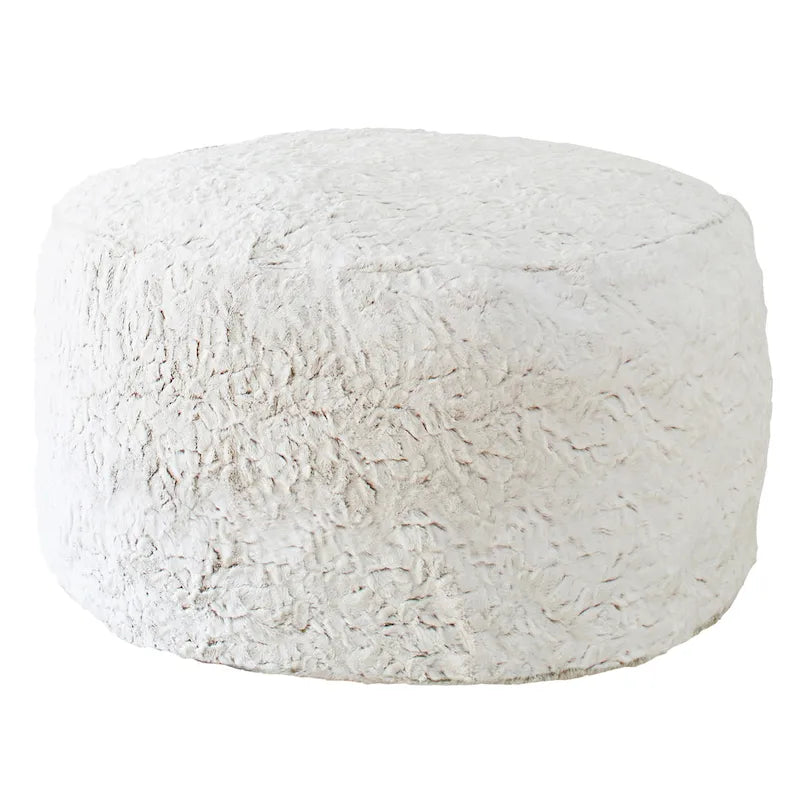 Large Indoor Faux Fur Round Bean Pouf/ Ottoman