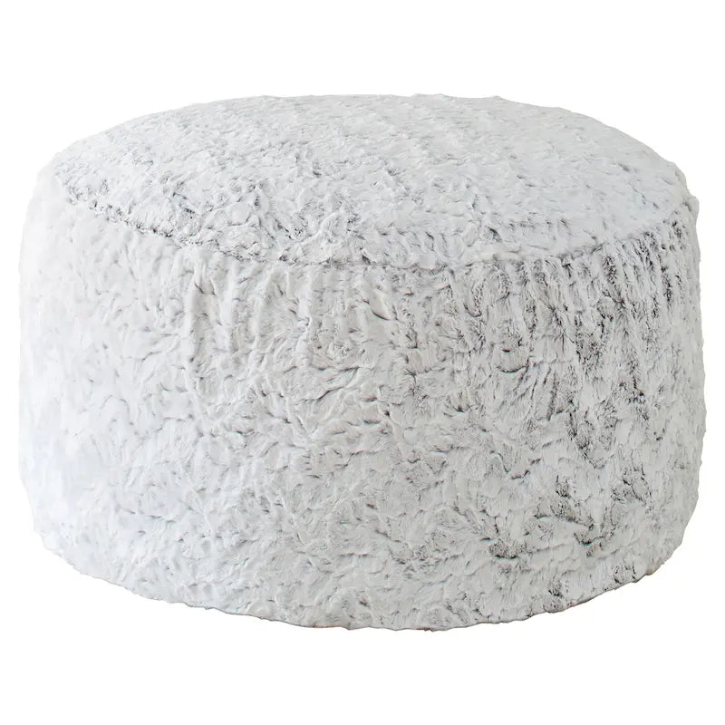 Large Indoor Faux Fur Round Bean Pouf/ Ottoman