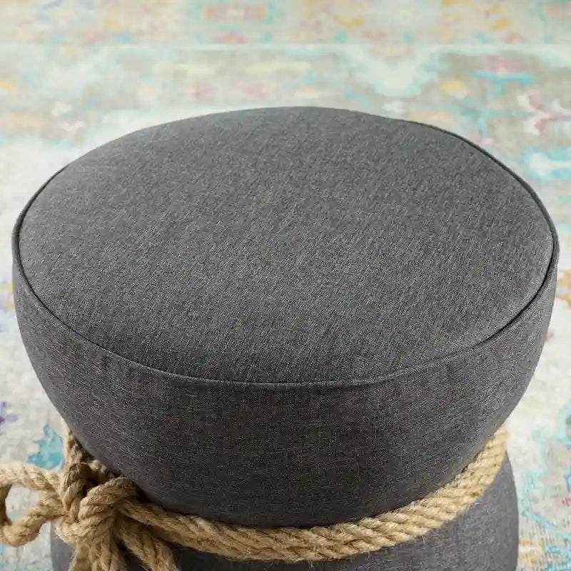 Beat Nautical Rope Upholstered Fabric Ottoman