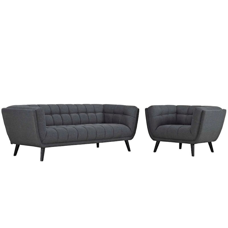 2 Piece Upholstered Fabric Sofa and Armchair
