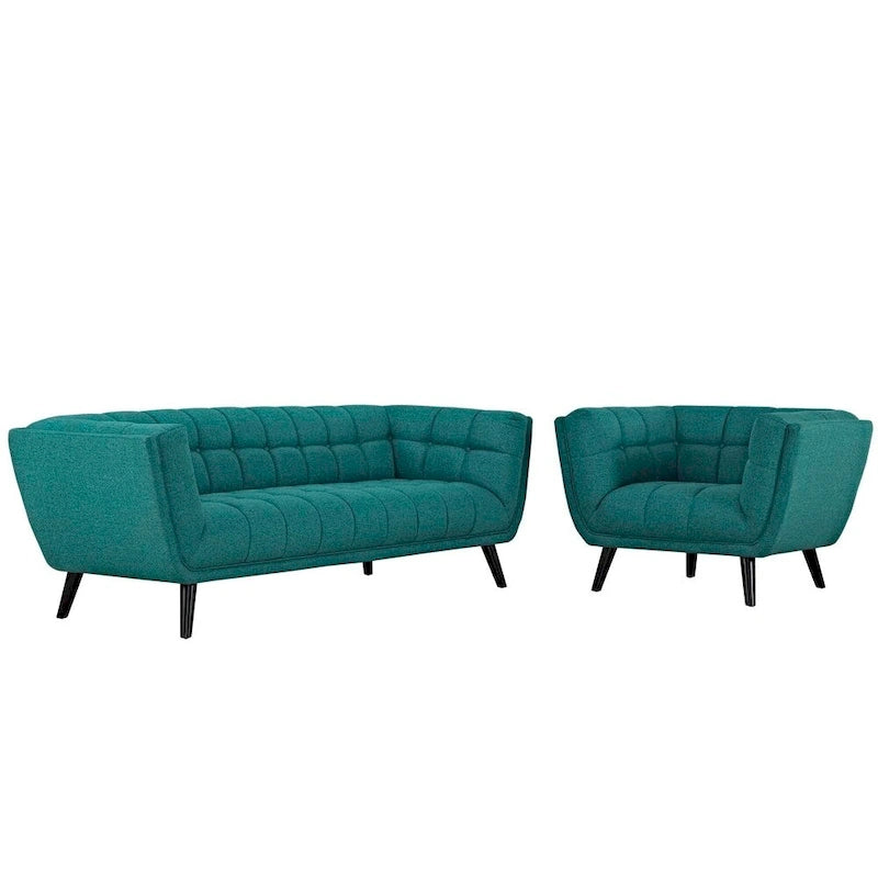 2 Piece Upholstered Fabric Sofa and Armchair