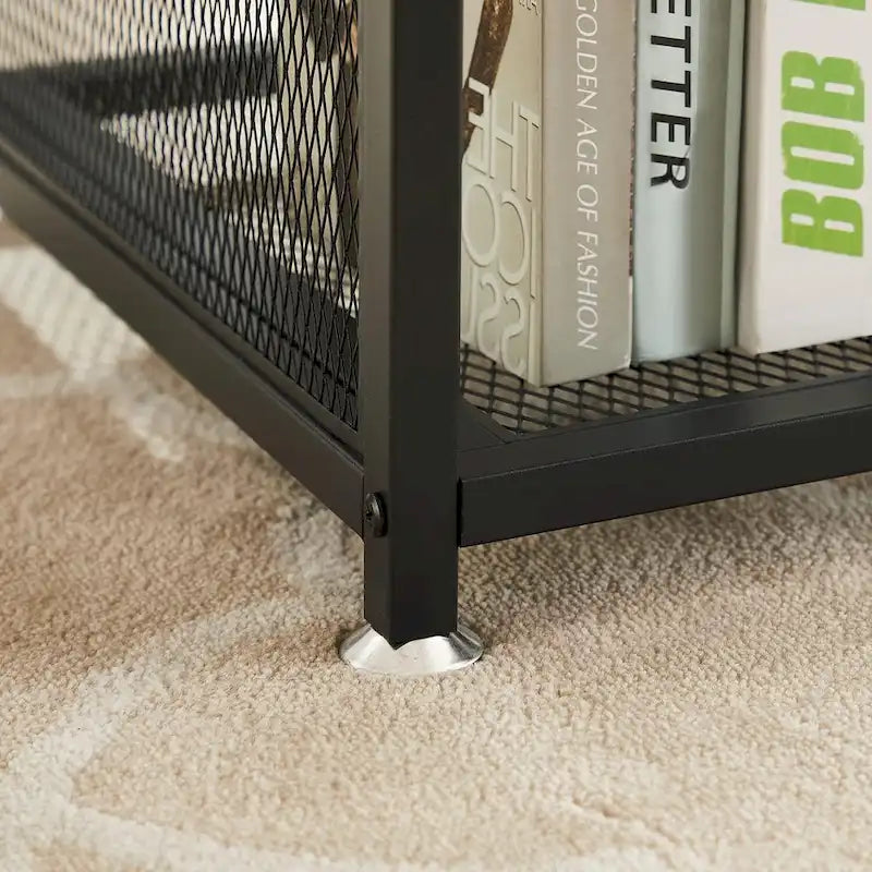 Industrial Rectangle Wood Coffee Table with Storage Shelf, Metal Frame Home Tea Table Desk