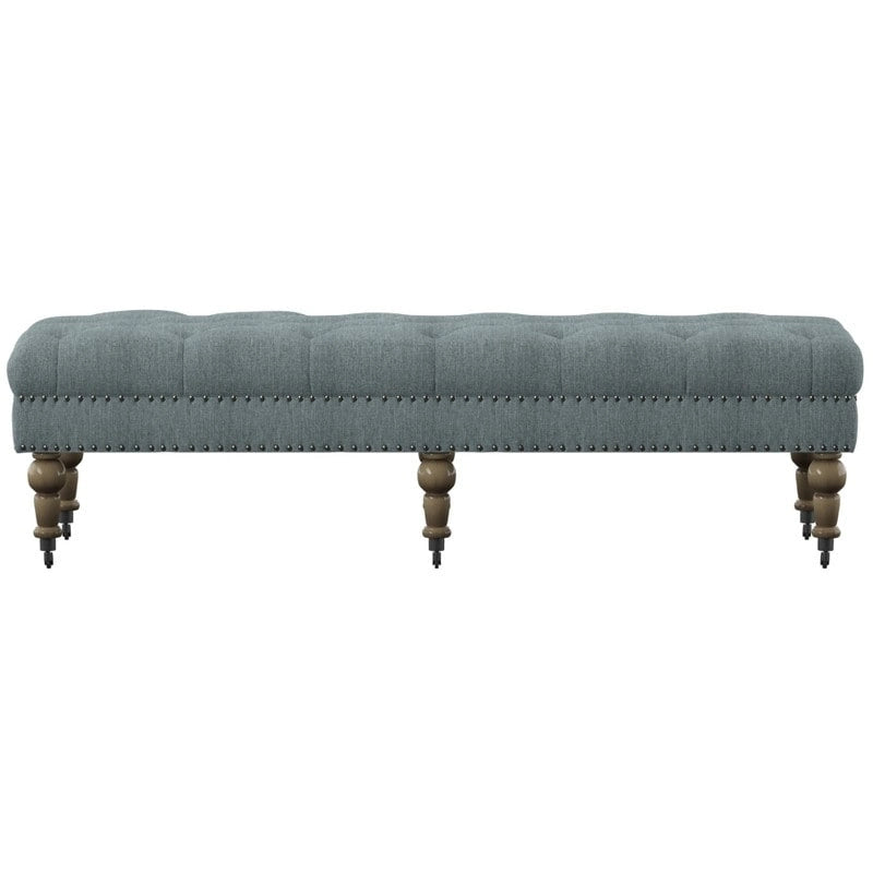 62- inch Tufted Light Blue Bench