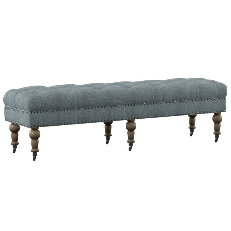 62- inch Tufted Light Blue Bench