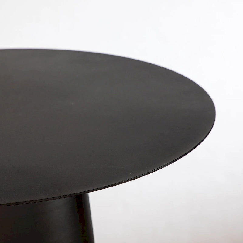 Outdoor Mid Century Modern Metal Single Round Coffee Table- Black 23.6W