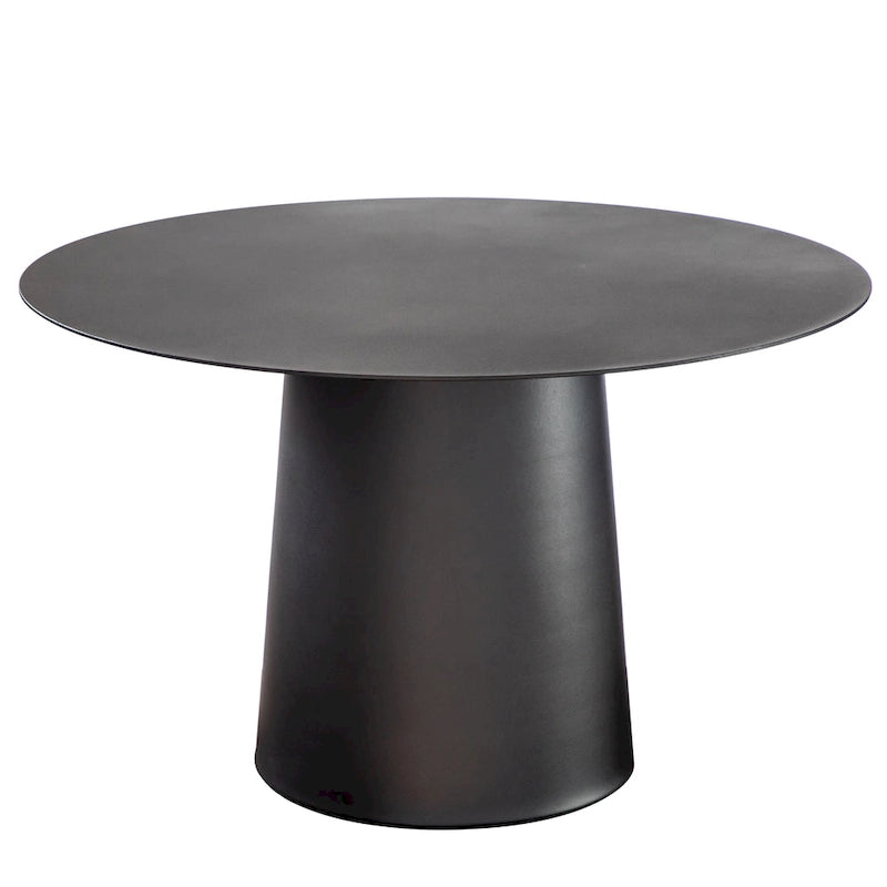 Outdoor Mid Century Modern Metal Single Round Coffee Table- Black 23.6W