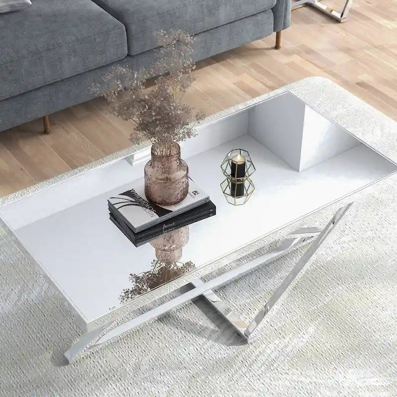 Glam Chrome 47- inch Mirror Top Coffee Table by