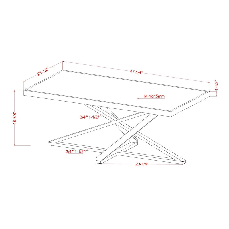 Glam Chrome 47- inch Mirror Top Coffee Table by