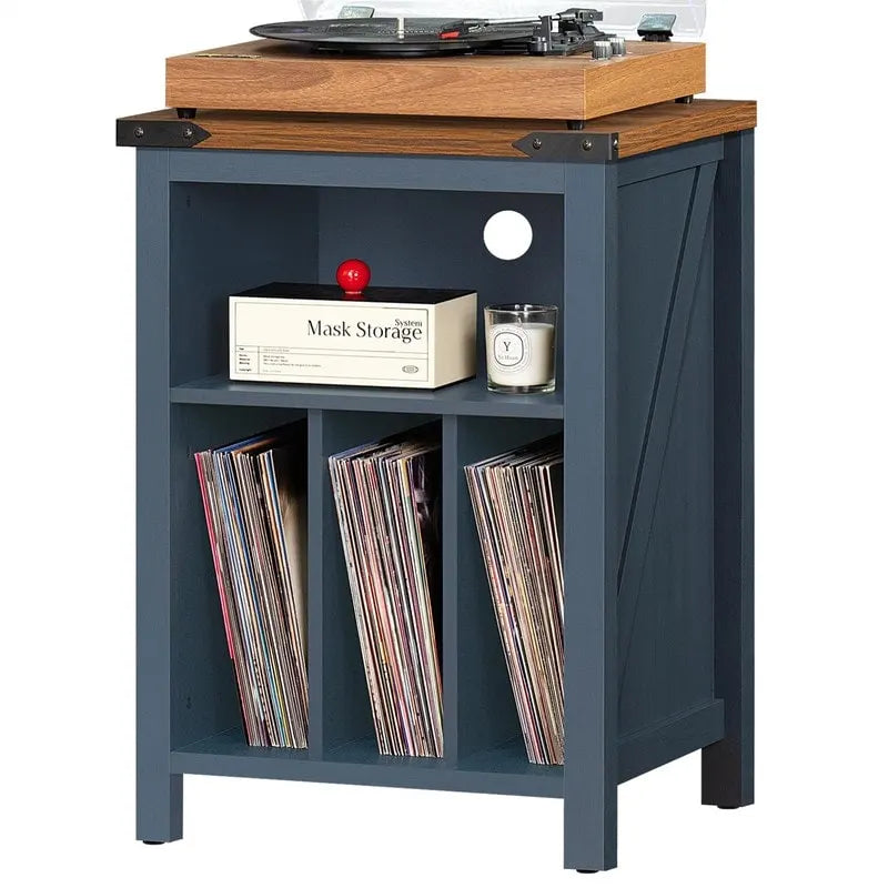 Record Player Stand with Vinyl Record Storage - 15.74D x 19.68W x 29.01H