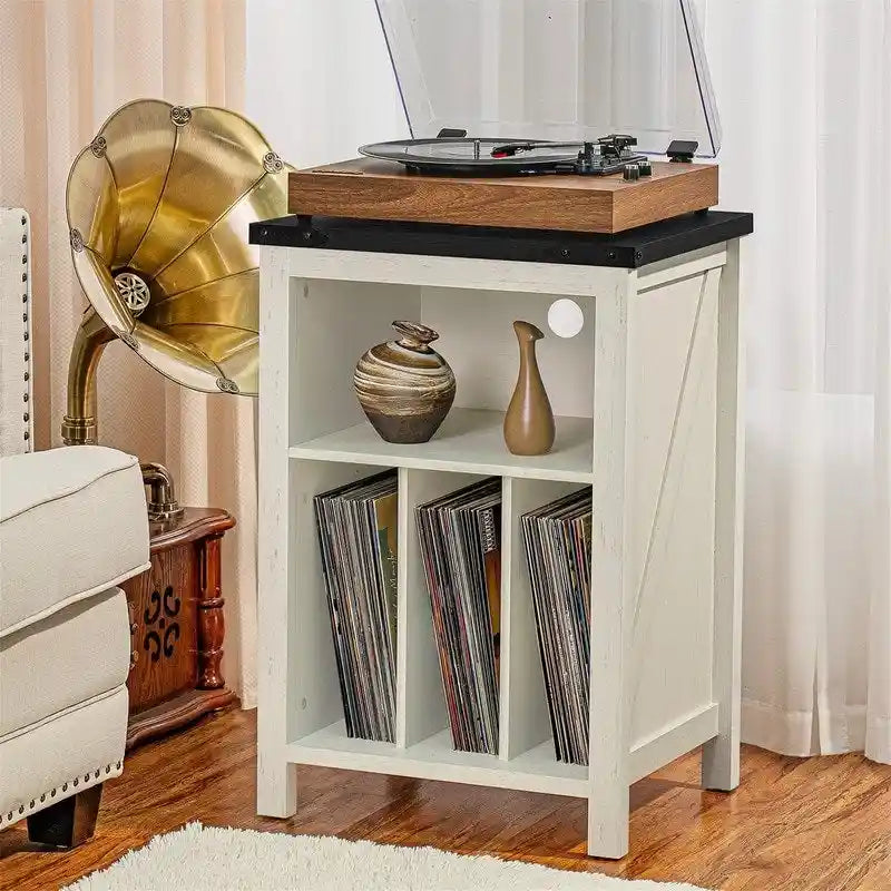 Record Player Stand with Vinyl Record Storage - 15.74D x 19.68W x 29.01H