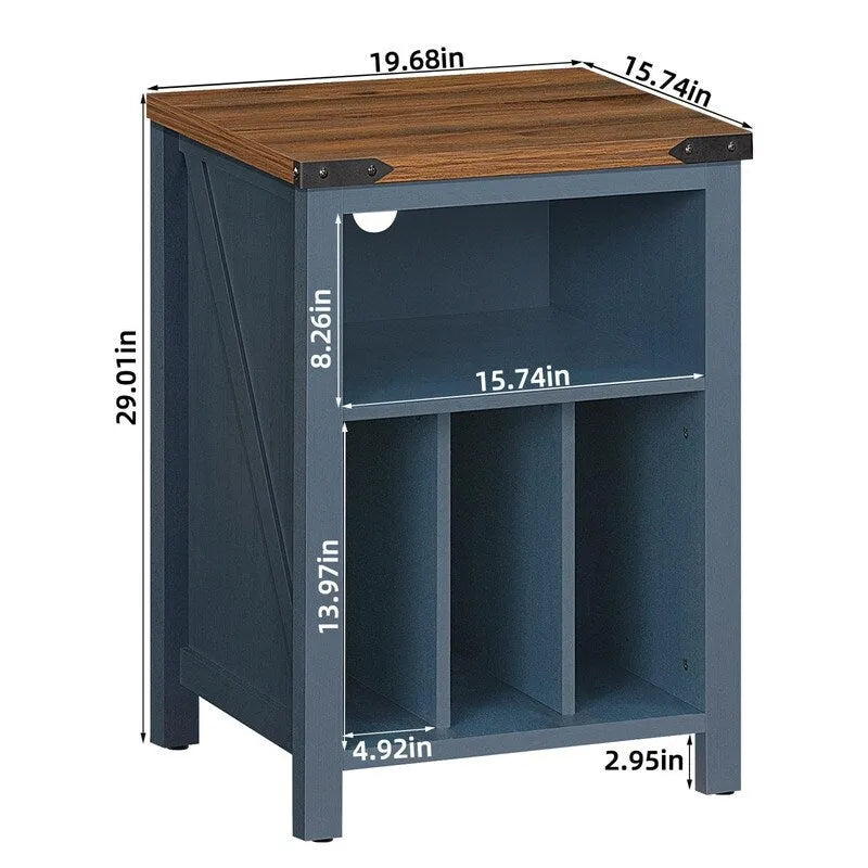 Record Player Stand with Vinyl Record Storage - 15.74D x 19.68W x 29.01H