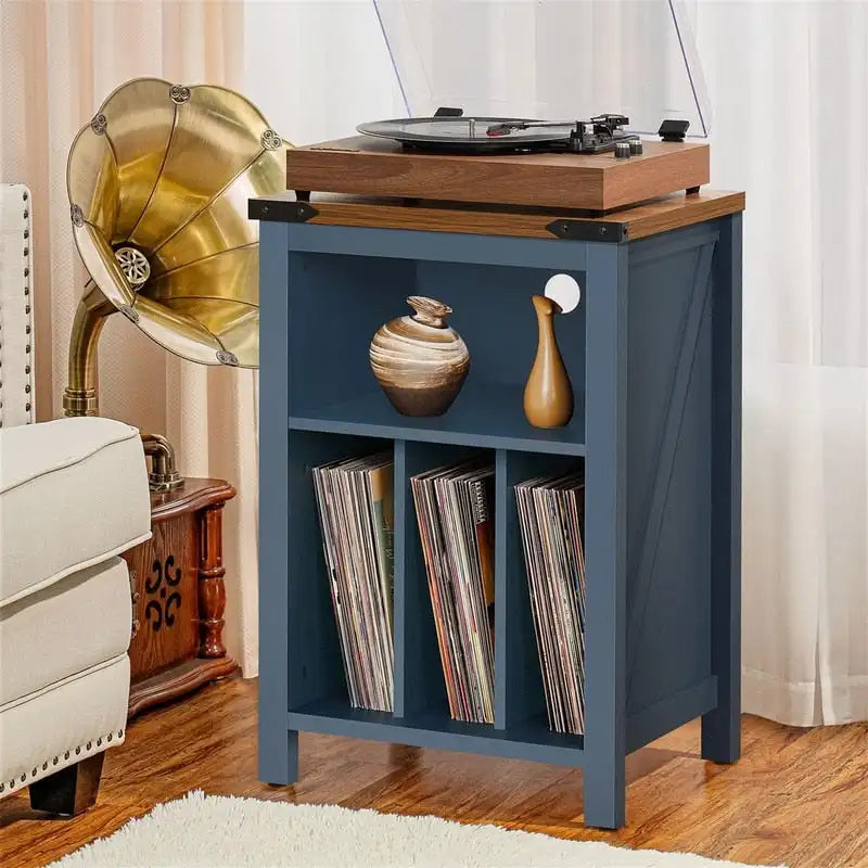 Record Player Stand with Vinyl Record Storage - 15.74D x 19.68W x 29.01H
