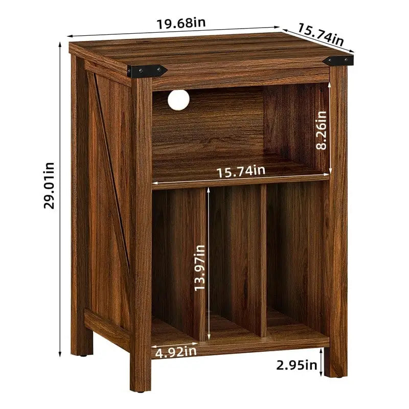 Record Player Stand with Vinyl Record Storage - 15.74D x 19.68W x 29.01H