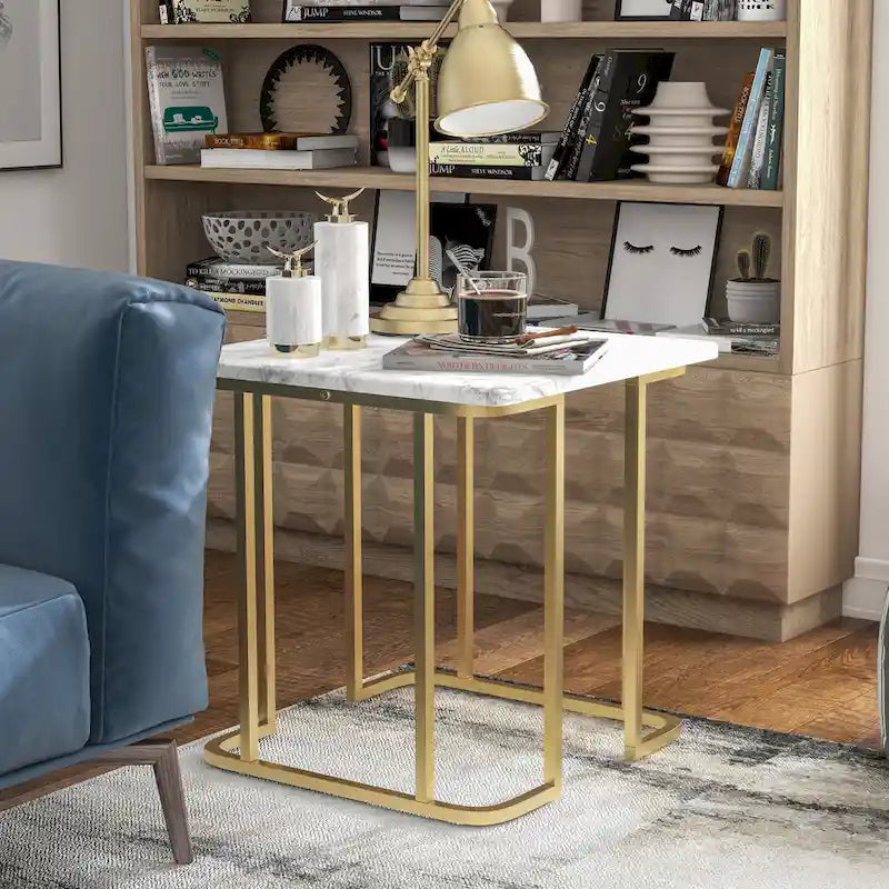 Contemporary 24-inch Faux Marble Side Table