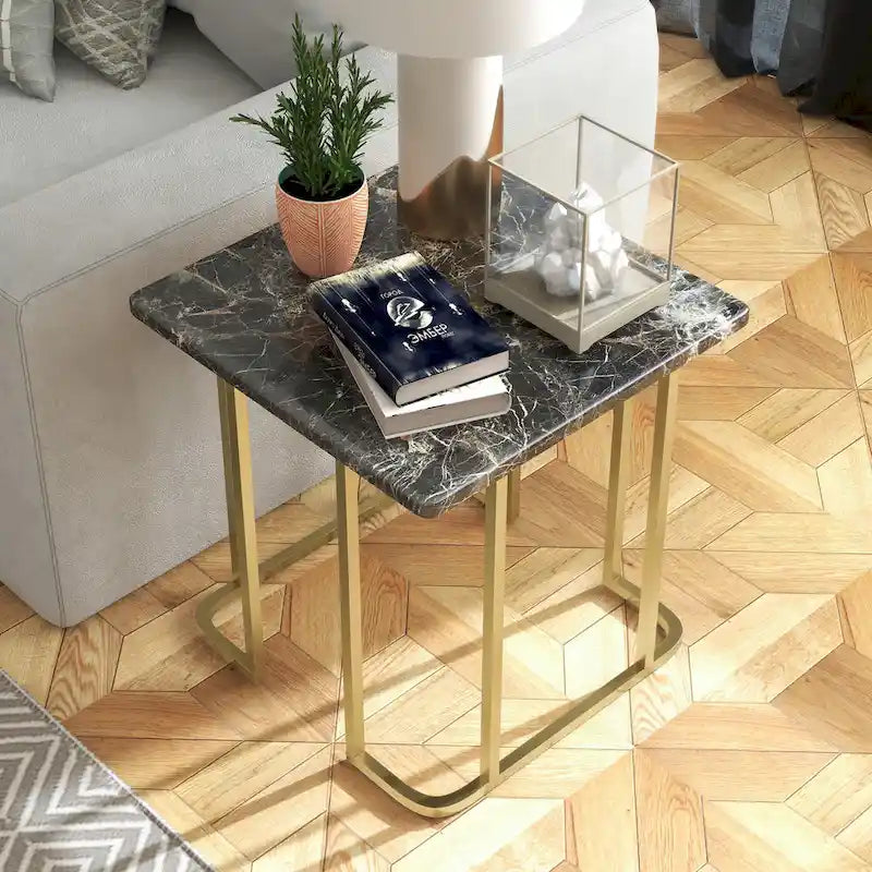 Contemporary 24-inch Faux Marble Side Table