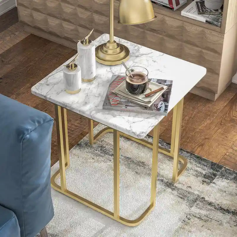 Contemporary 24-inch Faux Marble Side Table